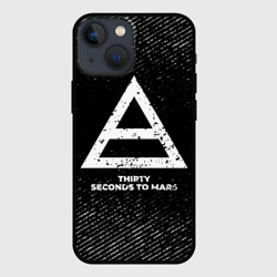 Чехол для iPhone 13 mini Thirty Seconds to Mars с потертостями на темном фоне