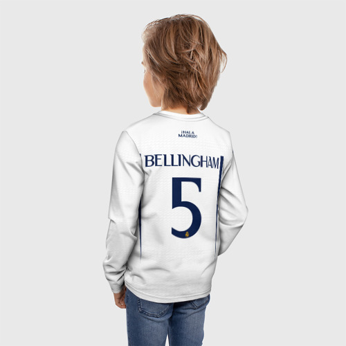 Детский лонгслив 3D Беллингем Реал Мадрид форма 23-24 домашняя, цвет 3D печать - фото 4