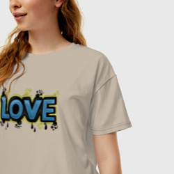 Женская футболка хлопок Oversize Love graffiti - фото 2