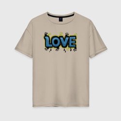 Женская футболка хлопок Oversize Love graffiti