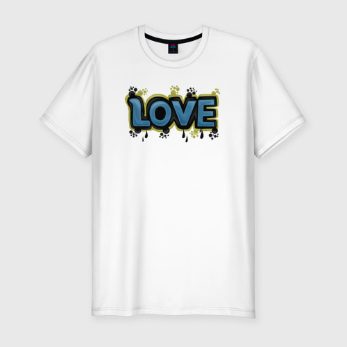 Мужская футболка хлопок Slim Love graffiti, цвет белый