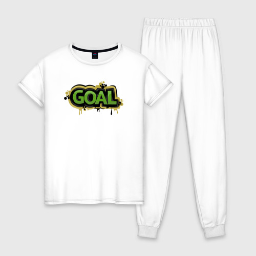 Женская пижама хлопок с принтом Goal, вид спереди #2