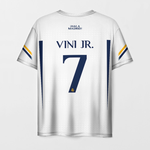 Мужская футболка с принтом Винисиус Жуниор Реал Мадрид форма 23-24 домашняя, вид сзади №1