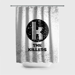 Штора 3D для ванной The Killers с потертостями на светлом фоне
