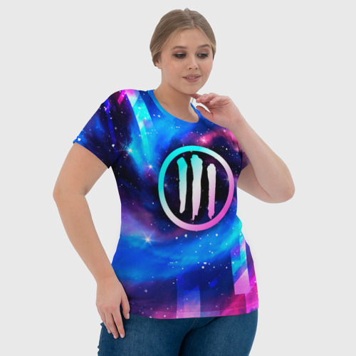 Женская футболка 3D Three Days Grace неоновый космос, цвет 3D печать - фото 6