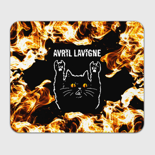 Прямоугольный коврик для мышки Avril Lavigne рок кот и огонь