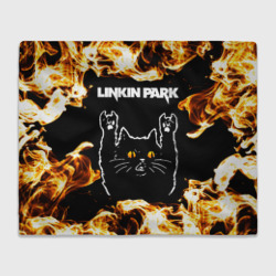 Плед 3D Linkin Park рок кот и огонь