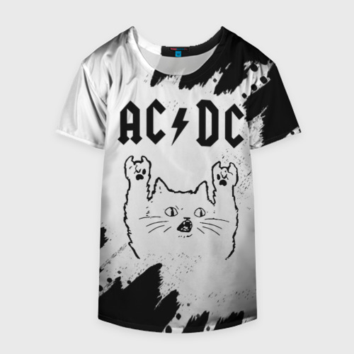 Накидка на куртку 3D AC DC рок кот на светлом фоне, цвет 3D печать - фото 4