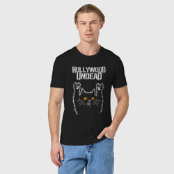 Мужская футболка хлопок Hollywood Undead rock cat - фото 2