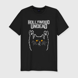 Мужская футболка хлопок Slim Hollywood Undead rock cat