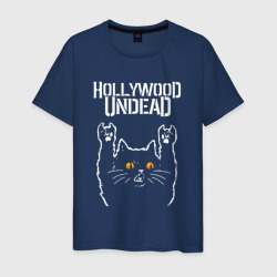 Мужская футболка хлопок Hollywood Undead rock cat