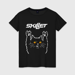 Женская футболка хлопок Skillet rock cat