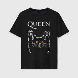 Queen rock cat – Футболка оверсайз из хлопка с принтом купить со скидкой в -16%