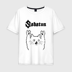 Мужская футболка хлопок Oversize Sabaton - rock cat