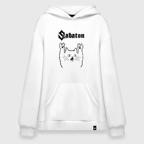 Худи SuperOversize хлопок с принтом Sabaton - rock cat, вид спереди #2