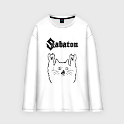 Мужской лонгслив oversize хлопок Sabaton - rock cat