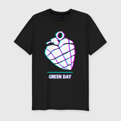 Мужская футболка хлопок Slim Green Day glitch rock