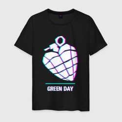 Green Day glitch rock – Мужская футболка хлопок с принтом купить со скидкой в -20%