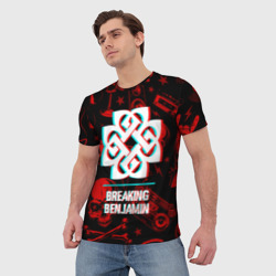Мужская футболка 3D Breaking Benjamin rock glitch - фото 2