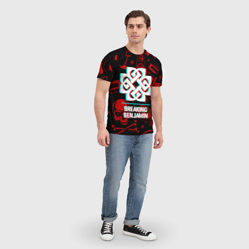 Мужская футболка 3D Breaking Benjamin rock glitch, цвет 3D печать - фото 5