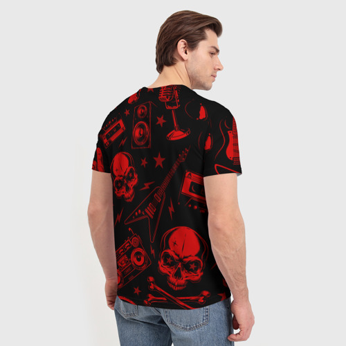 Мужская футболка 3D с принтом Skillet rock glitch, вид сзади #2