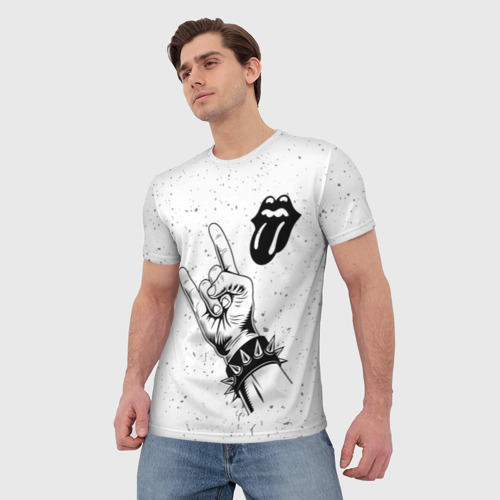 Мужская футболка 3D с принтом Rolling Stones и рок символ, фото на моделе #1