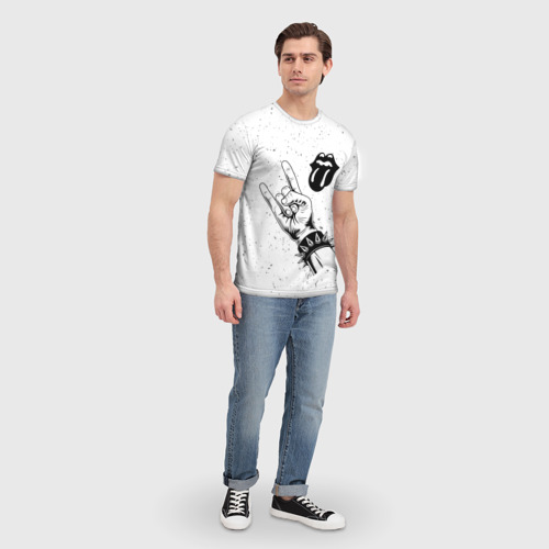 Мужская футболка 3D с принтом Rolling Stones и рок символ, вид сбоку #3