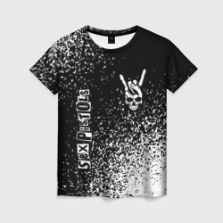 Женская футболка 3D Sex Pistols и рок символ на темном фоне