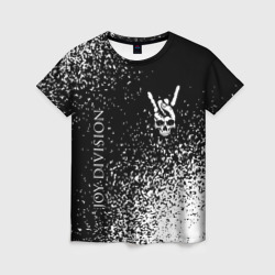Женская футболка 3D Joy Division и рок символ на темном фоне