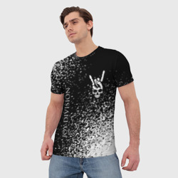 Мужская футболка 3D Joy Division и рок символ на темном фоне - фото 2