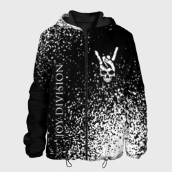 Мужская куртка 3D Joy Division и рок символ на темном фоне