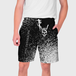 Мужские шорты 3D Joy Division и рок символ на темном фоне