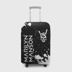 Чехол для чемодана 3D Marilyn Manson и рок символ на темном фоне
