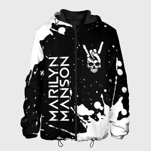 Мужская куртка 3D Marilyn Manson и рок символ на темном фоне, цвет 3D печать