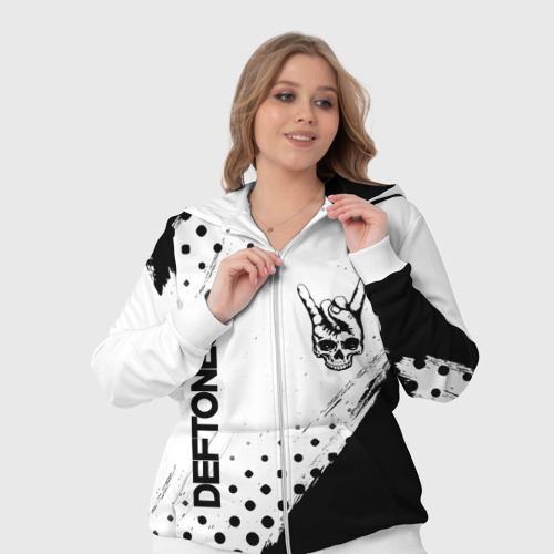 Женский костюм 3D Deftones и рок символ на светлом фоне, цвет белый - фото 7