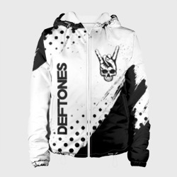 Женская куртка 3D Deftones и рок символ на светлом фоне