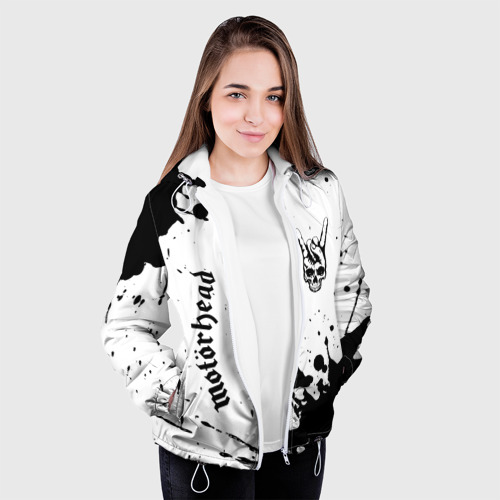 Женская куртка 3D Motorhead и рок символ на светлом фоне, цвет белый - фото 4