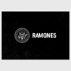 Поздравительная открытка Ramones glitch на темном фоне: надпись и символ