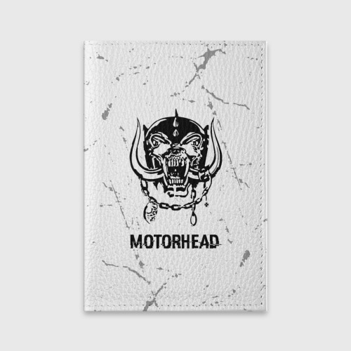 Обложка для паспорта матовая кожа Motorhead glitch на светлом фоне