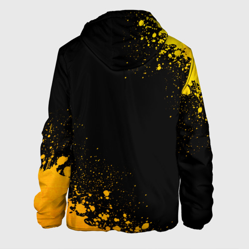 Мужская куртка 3D с принтом Queen - gold gradient: надпись, символ, вид сзади #1