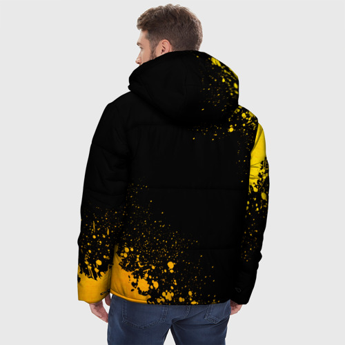 Мужская зимняя куртка 3D с принтом Queen - gold gradient: надпись, символ, вид сзади #2