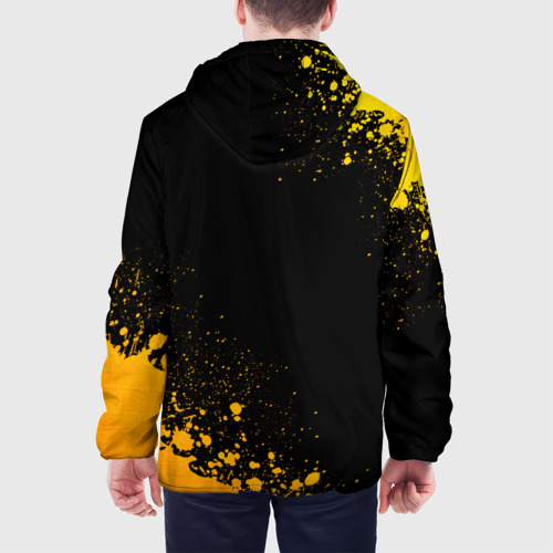 Мужская куртка 3D с принтом Queen - gold gradient: надпись, символ, вид сзади #2