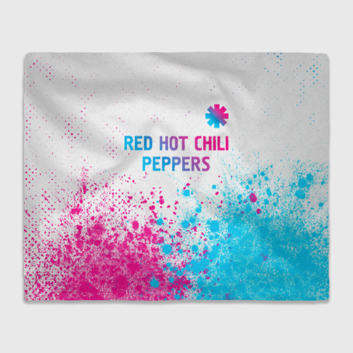 Плед 3D Red Hot Chili Peppers neon gradient style: символ сверху, цвет 3D (велсофт)