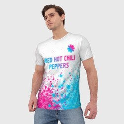 Мужская футболка 3D Red Hot Chili Peppers neon gradient style: символ сверху - фото 2