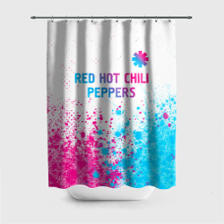 Штора 3D для ванной Red Hot Chili Peppers neon gradient style: символ сверху