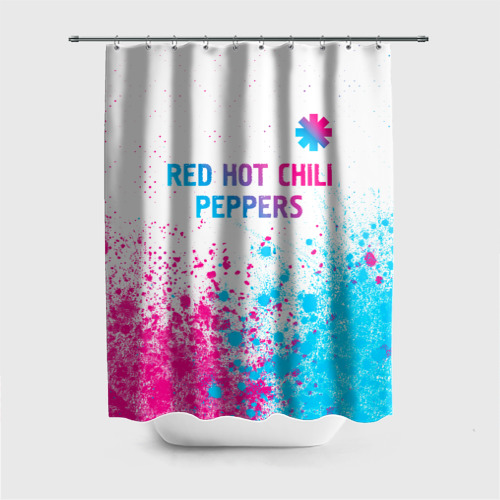 Штора 3D для ванной Red Hot Chili Peppers neon gradient style: символ сверху