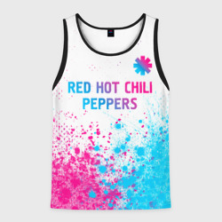 Мужская майка 3D Red Hot Chili Peppers neon gradient style: символ сверху