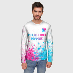 Мужской лонгслив 3D Red Hot Chili Peppers neon gradient style: символ сверху - фото 2