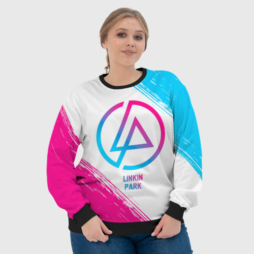 Женский свитшот 3D Linkin Park neon gradient style, цвет 3D печать - фото 6