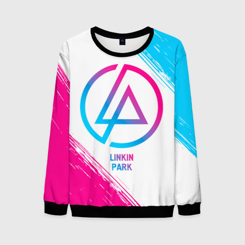 Мужской свитшот 3D Linkin Park neon gradient style, цвет черный